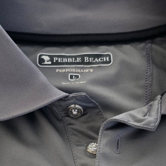 Pebble Beach Performance Men's Gray Short Sleeve Polo Shirt Size L - Picture 2 of 3